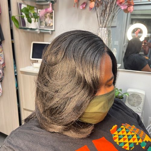 Visual Idea — Featuring Soft Waves And Curls Visual Idea — Featuring Soft Waves And Curls — Silk Press Curls
