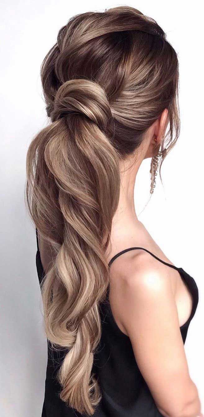 Dark Brown Base With Blonde Highlights Visual Idea — Puff Ponytail