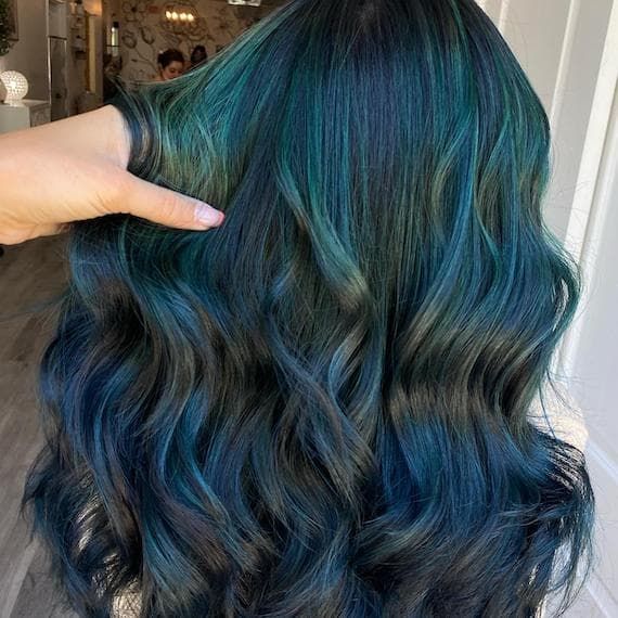 Deep Olive Green Loose Waves Deep Olive Green Loose Waves — Olive Green Hair