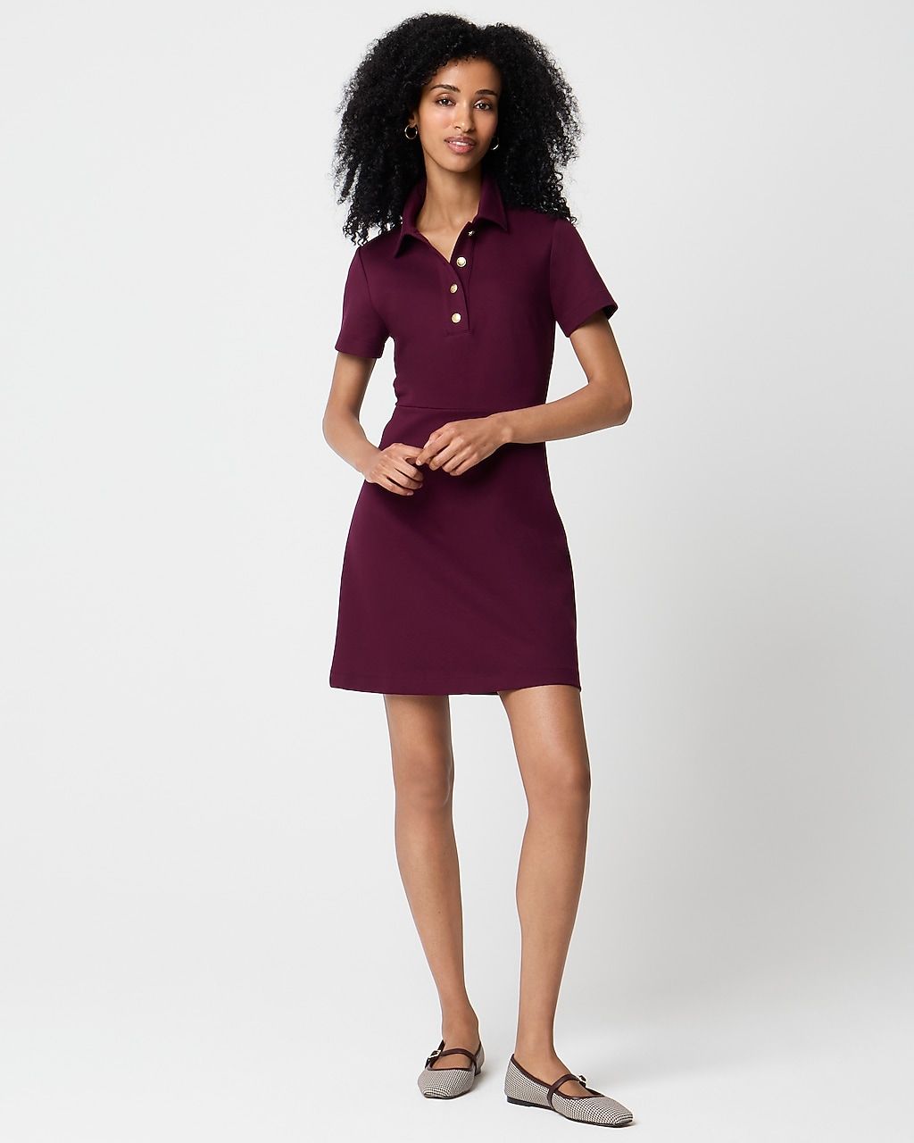 Polo Dress with Gold Buttons for Casual Charm — Dresses for Short Women