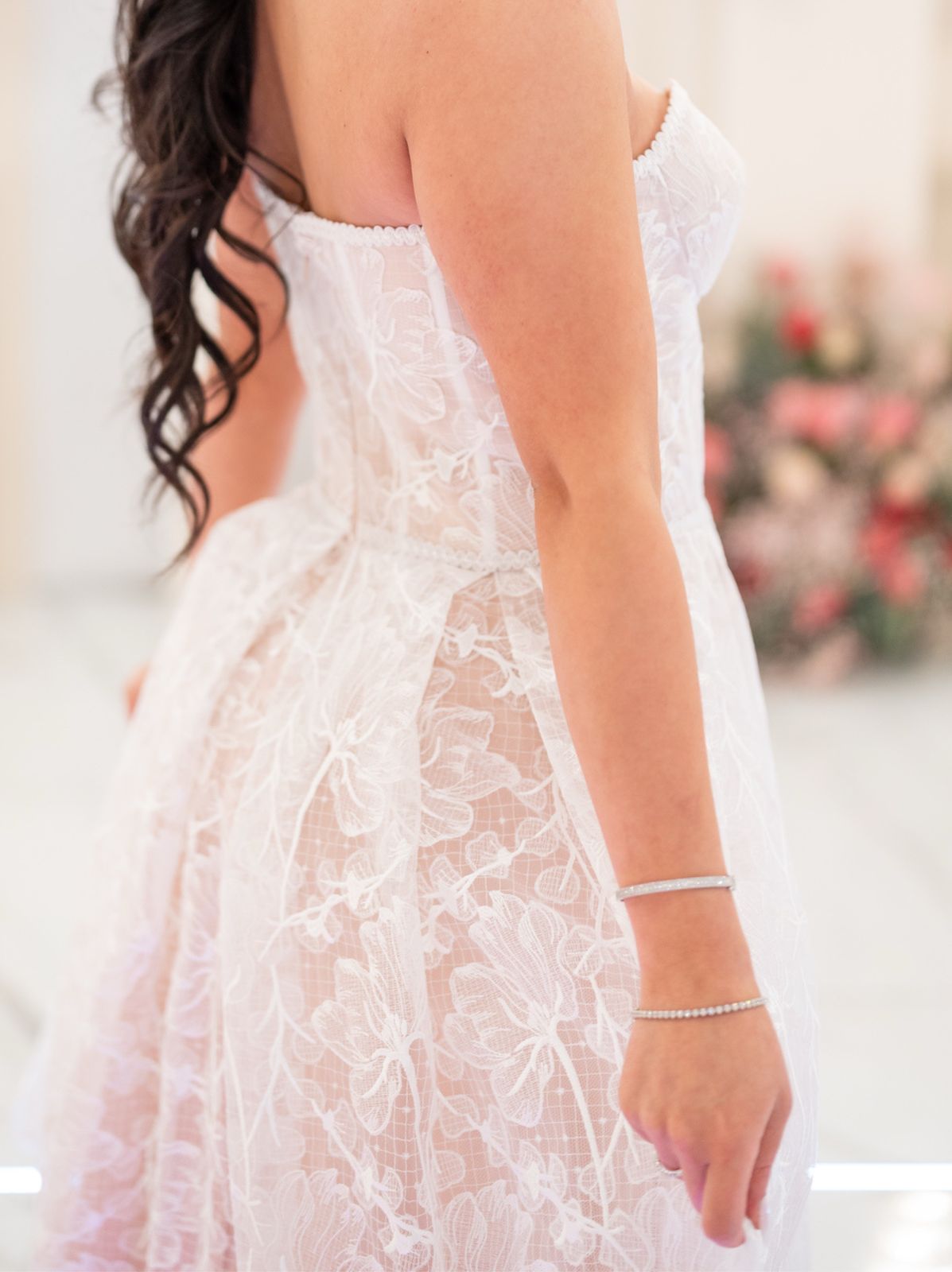 Ivory Dress with Delicate Lace Overlay and Full Skirt Ivory Dress with Delicate Lace Overlay and Full Skirt — Bridal Shower Dresses