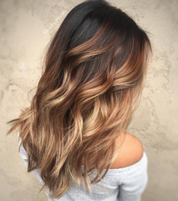 Long Layers Rich Caramel Balayage Transition