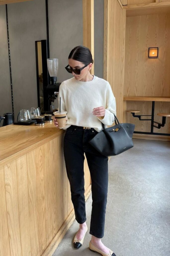Effortless Neutrals with Cap-Toe Ballet Flats — Ballet Flats Outfits