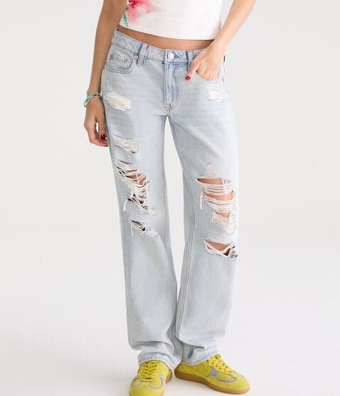 Baggy Ripped Jeans with Yellow Sneakers