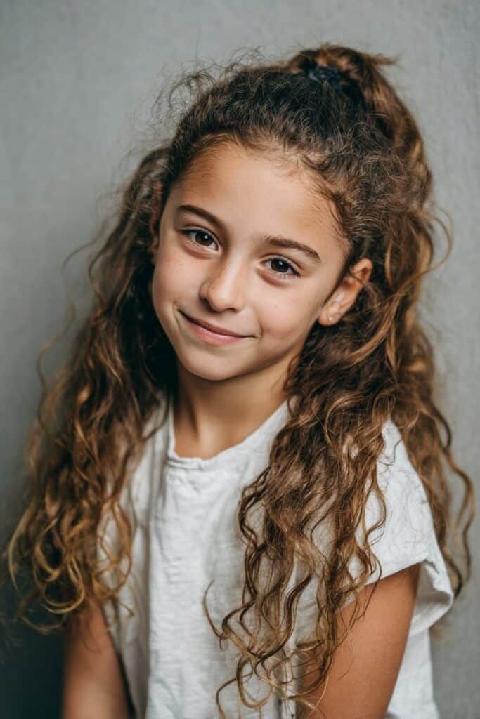 Thick Curly Brown Hair With Highlights — Family Photo Hairstyles