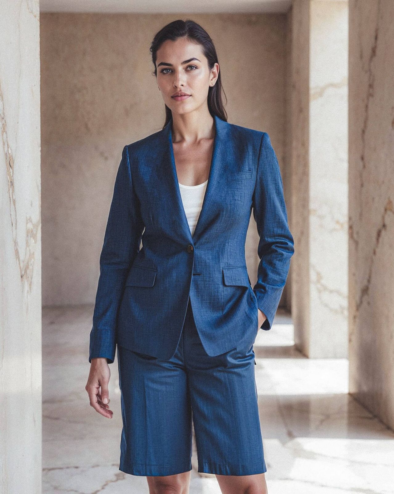 Fitted Blazer with Wide-Leg Shorts for Smart Casual — Outfits for Short Torso