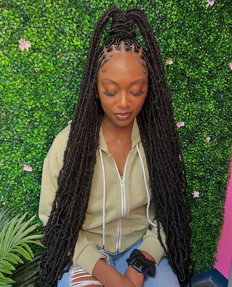 Voluminous Black Soft Locs Voluminous Black Soft Locs — Loc Half Up Half Down