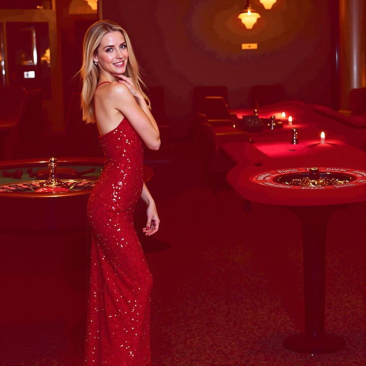 Sparkling Red Sequined Jumpsuit for a Night Out — Casino Outfits