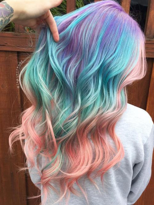 Pastel Pink Teal Purple Ombre — Pastel Hair
