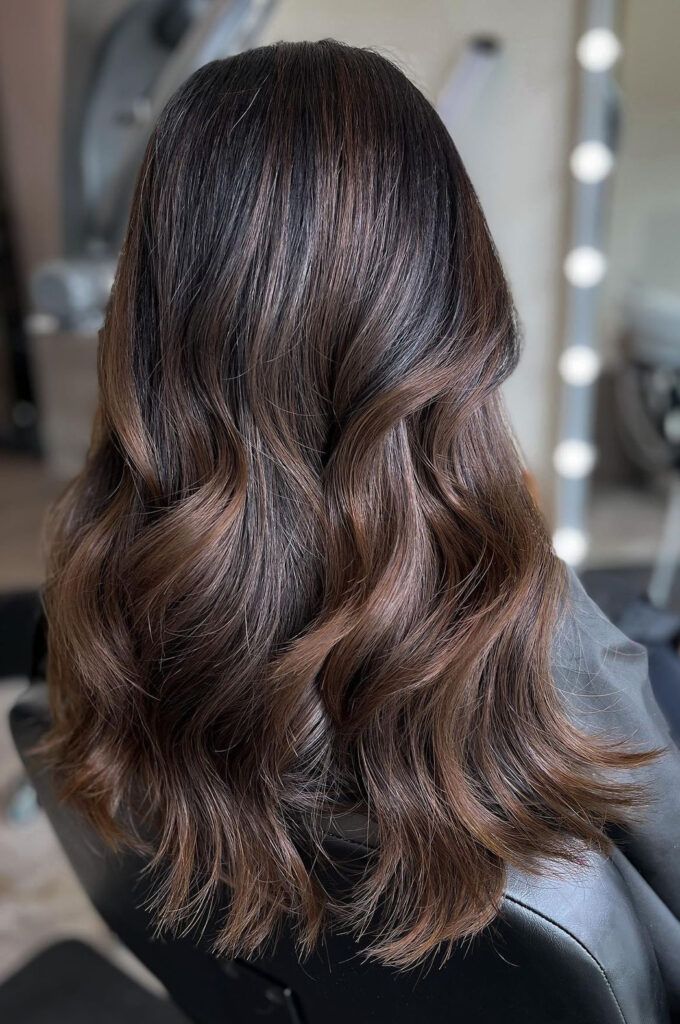 Dark Chocolate Brown Caramel Highlights Dark Chocolate Brown Caramel Highlights — Hair Color Ideas for Dark Hair