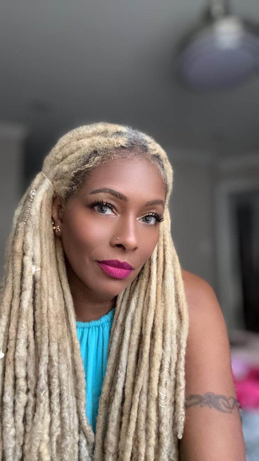 Bold Platinum Blonde Wavy Locs Bold Platinum Blonde Wavy Locs — Blonde Locs