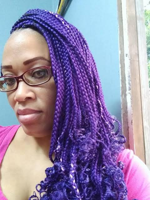 Vibrant Purple Shoulder Braids with Curls — Purple Braids