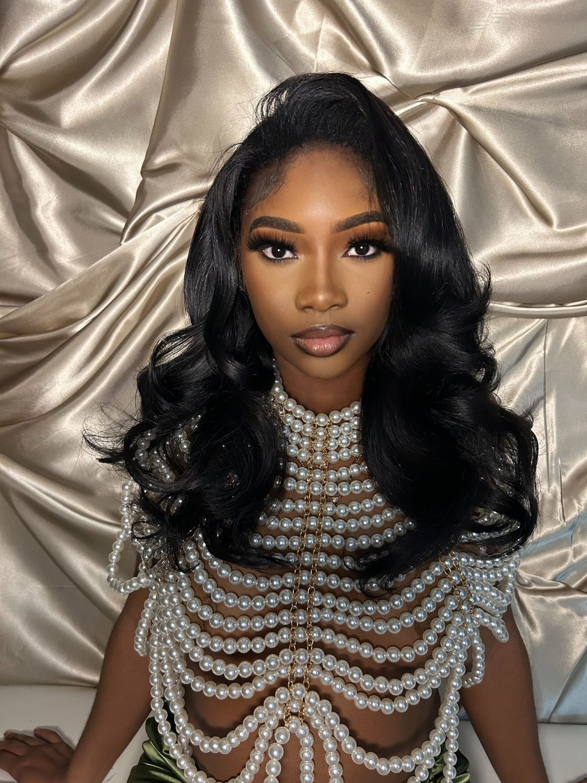 Bouncy Black Curls With Face Tendrils Bouncy Black Curls With Face Tendrils — Frontal Sew In