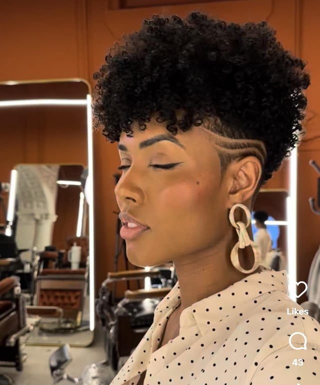 Afro With Dramatic Undercut and Lines — Natural Hairstyles