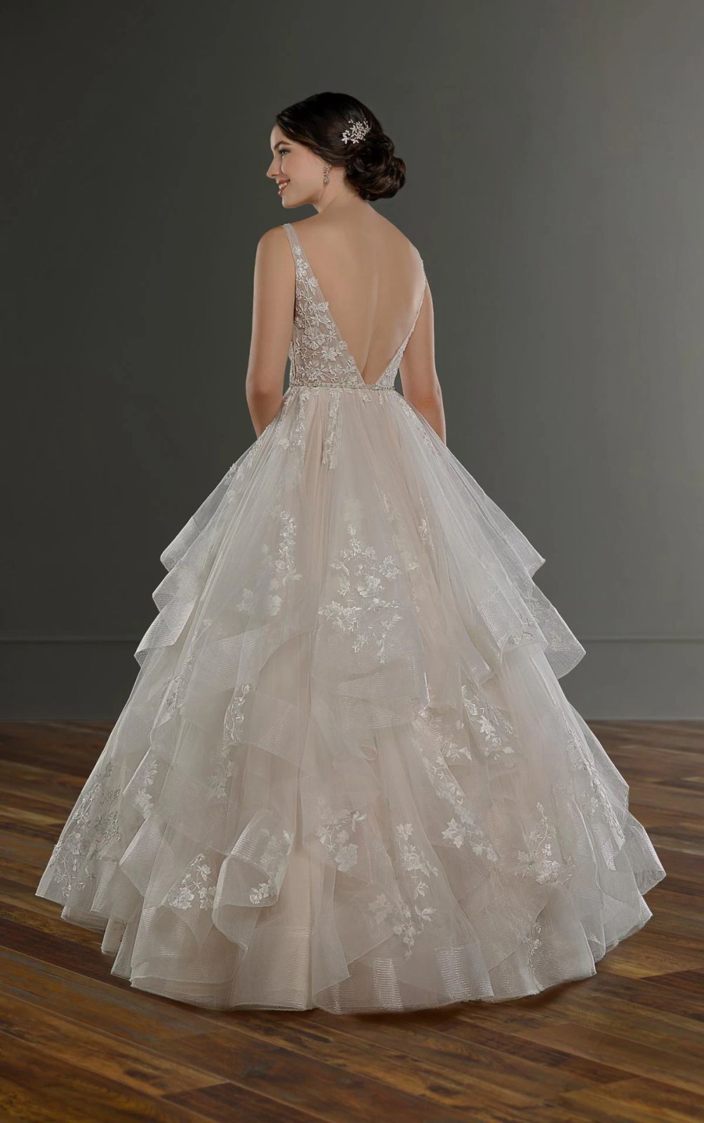 Ivory and White Tiered Tulle Ballgown for Weddings — Tiered Dresses