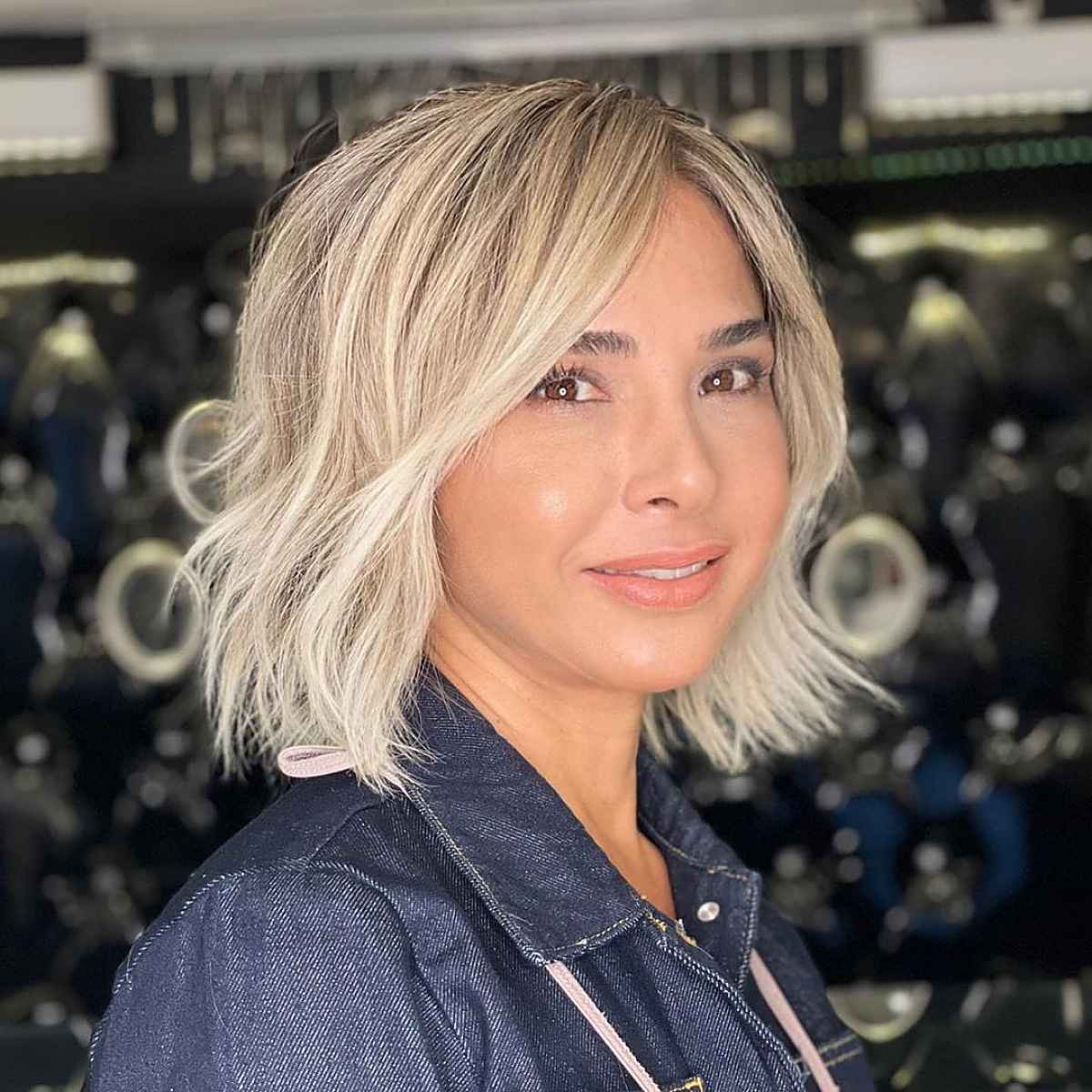 Textured Platinum Ash Bob — Short Blonde Hair