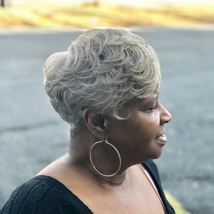 Textured Grey Pixie With Volume — Haircuts for Black Women Over 60