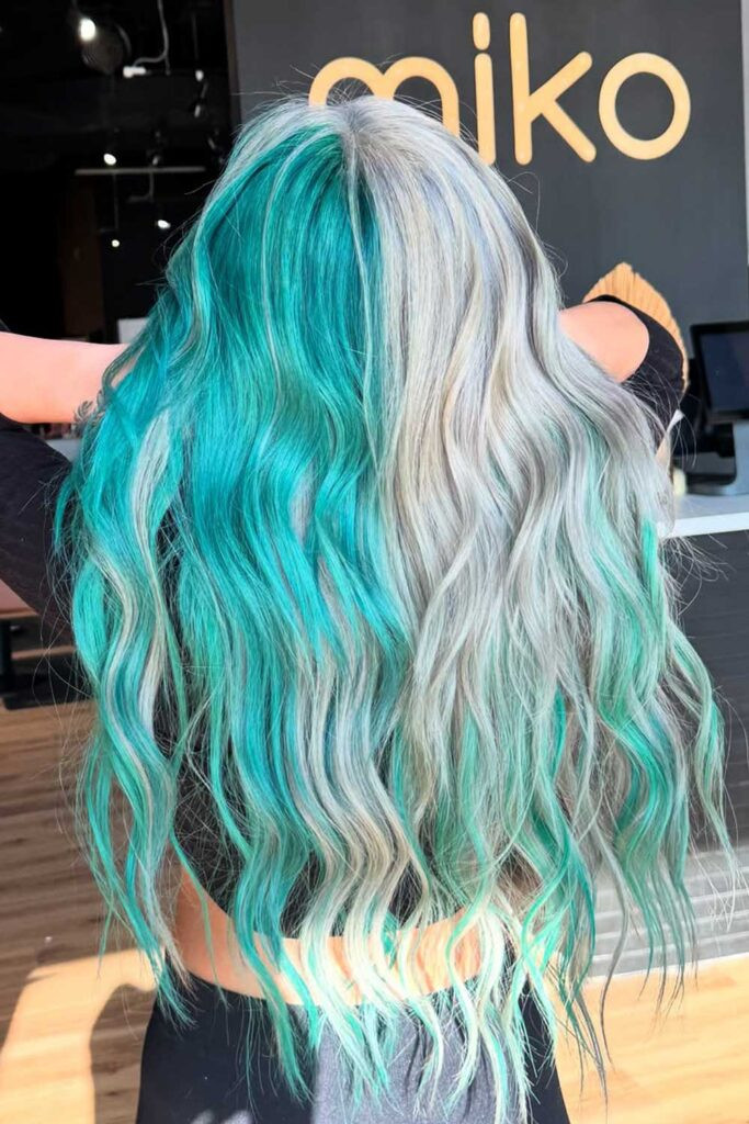 Long Wavy Visual Idea — Turquoise Hair