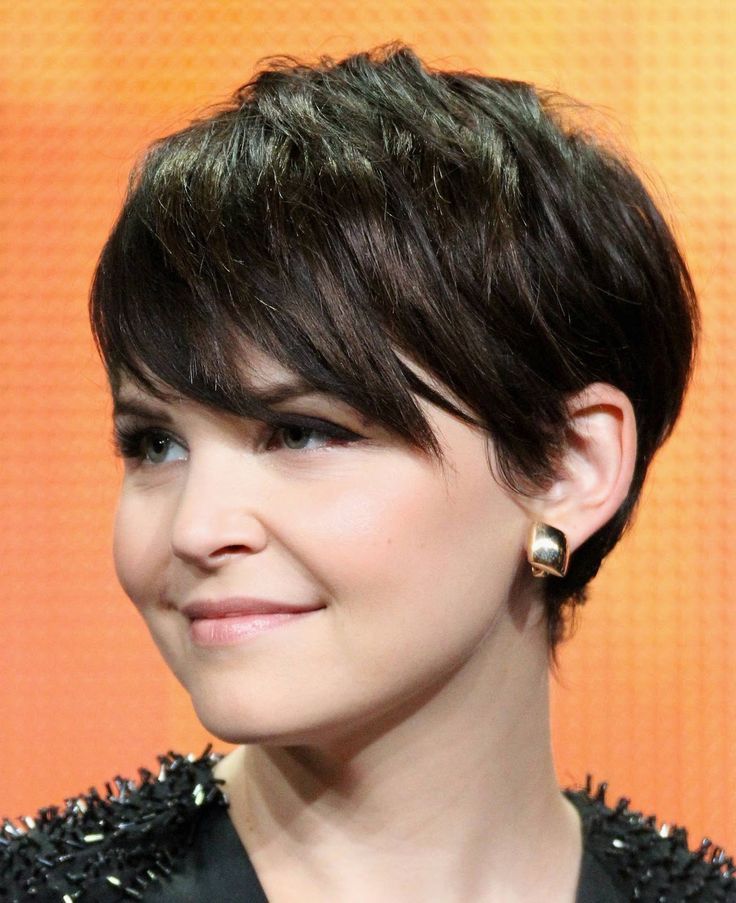 Classic Dark Brown Pixie With Smooth Bangs Classic Dark Brown Pixie With Smooth Bangs — Pixie Cut for Round Face