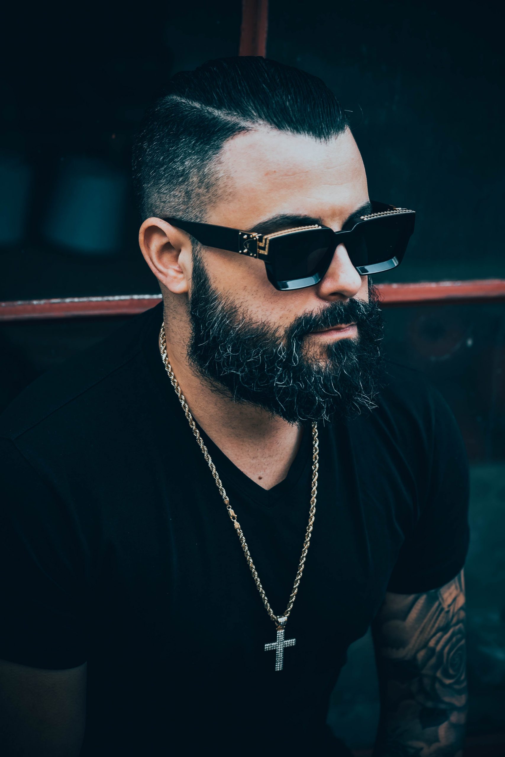 Full Black Beard Grey Streaks Full Black Beard Grey Streaks — Beard Styles