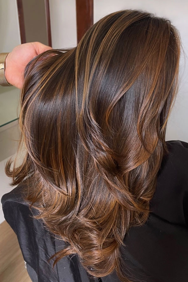 Multi-Dimensional Caramel Mocha Waves — Mocha Brown Hair