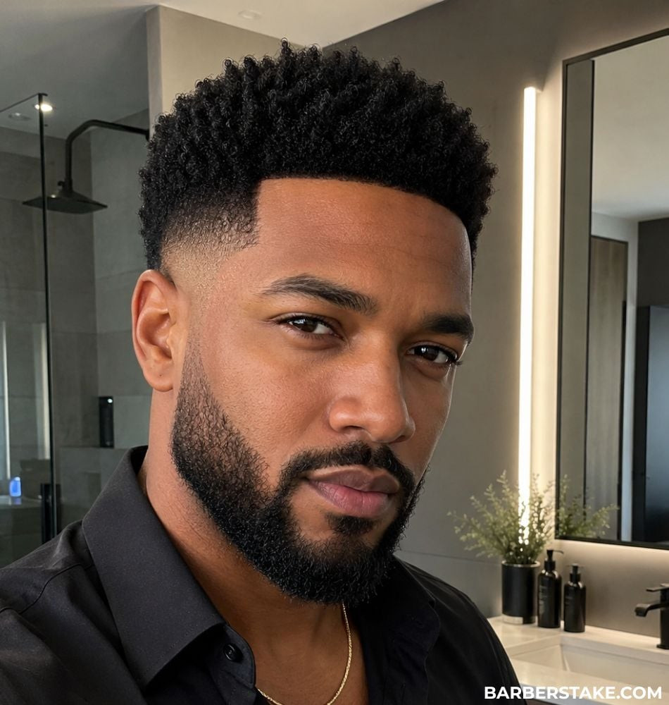 High Fade With Textured Afro-Like Top — Black Men Haircuts