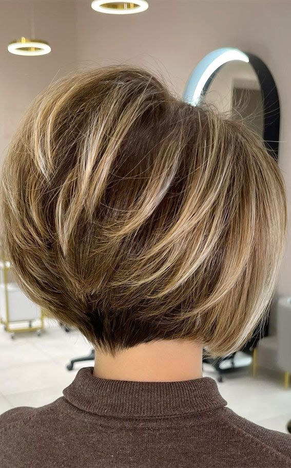 Blonde With Brown Highlights Visual Idea — Stacked Bob