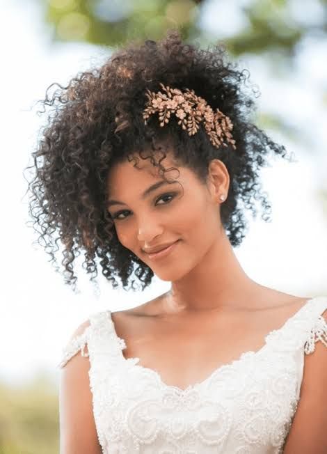 High Ponytail With Defined Curls — Natural Hair Wedding Styles