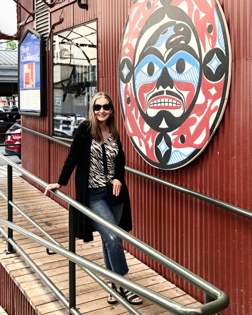 Casual Black Cardigan with Zebra Print Top — Vancouver Outfits