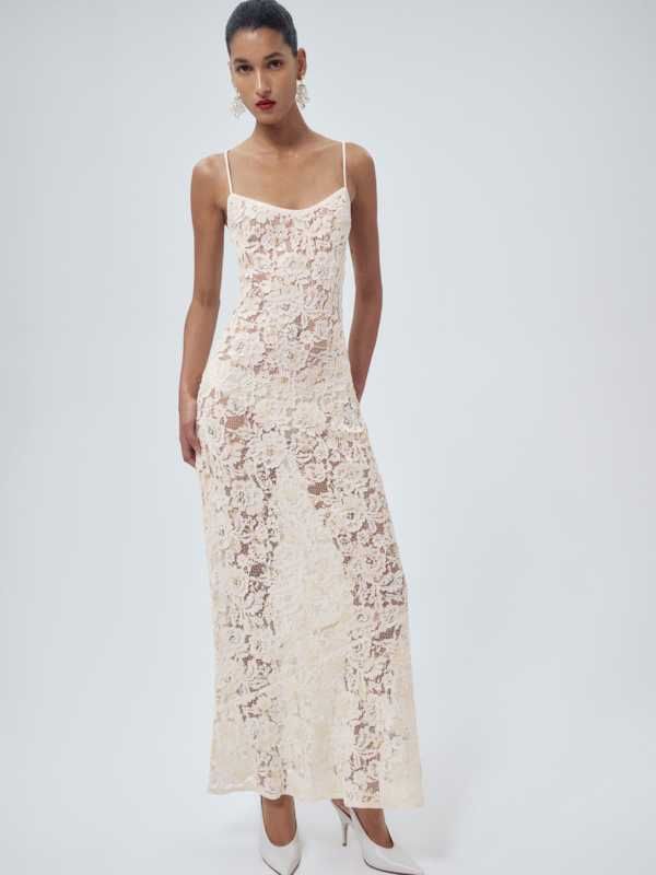 Cream Sheer Lace Maxi Slip Dress Cream Sheer Lace Maxi Slip Dress — Bachelorette Dresses