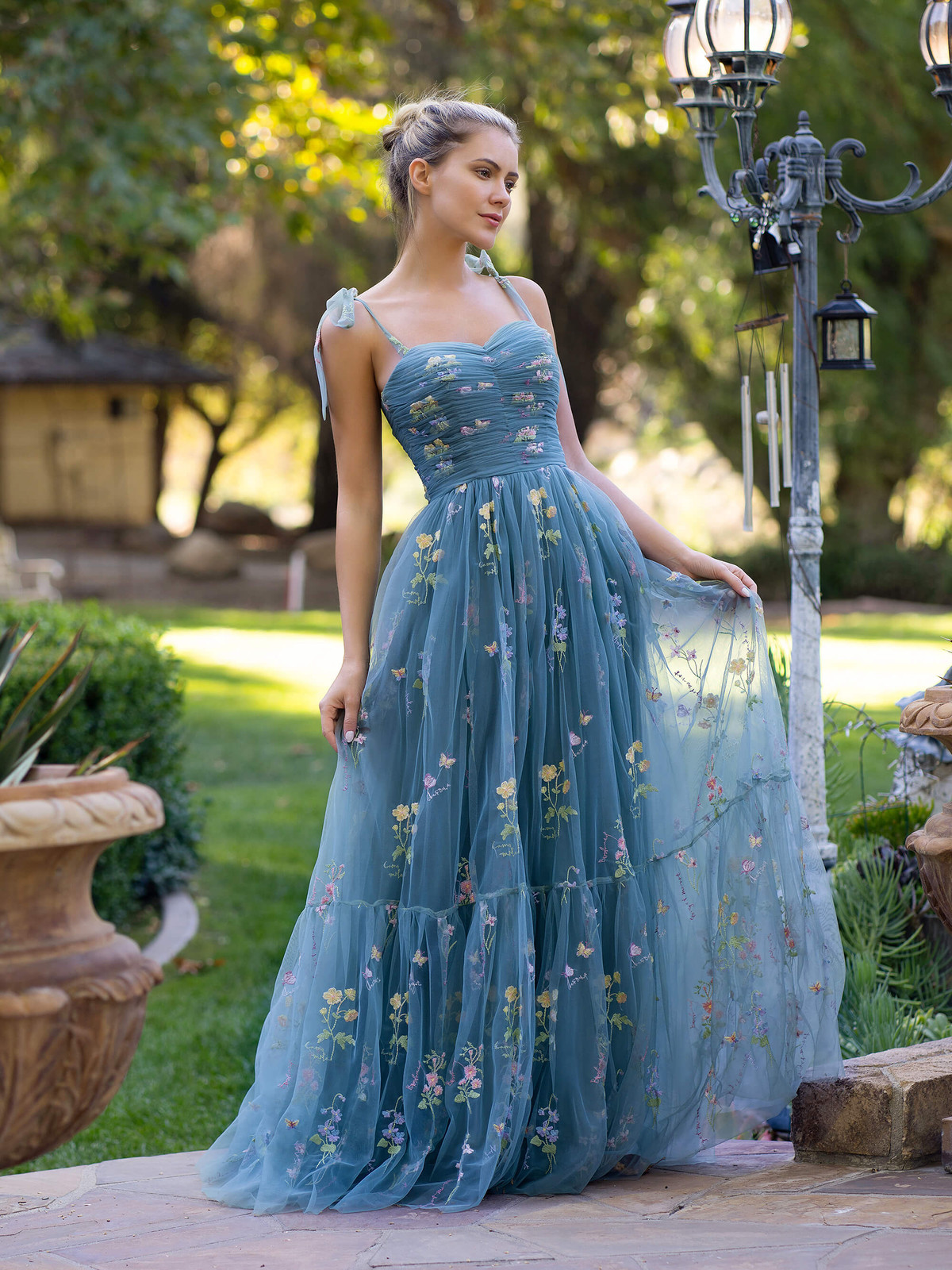 Sweetheart Neck Floor Length Tulle Embroidery Floral Prom Dress – YOYOCAMP