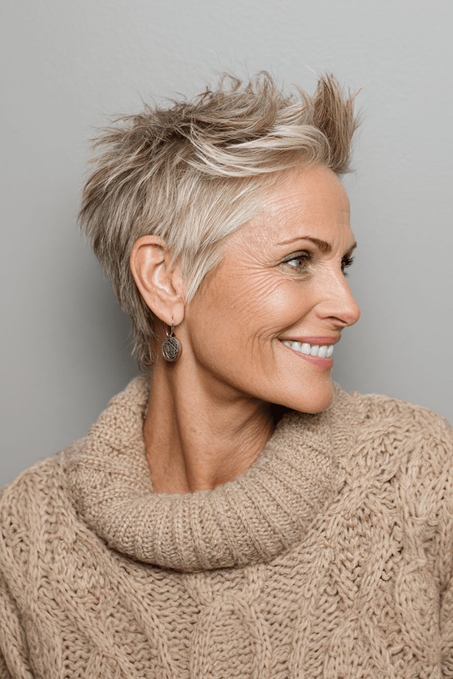 Ear Length Ash Blonde Spiky Pixie Crown — Spiky Hair