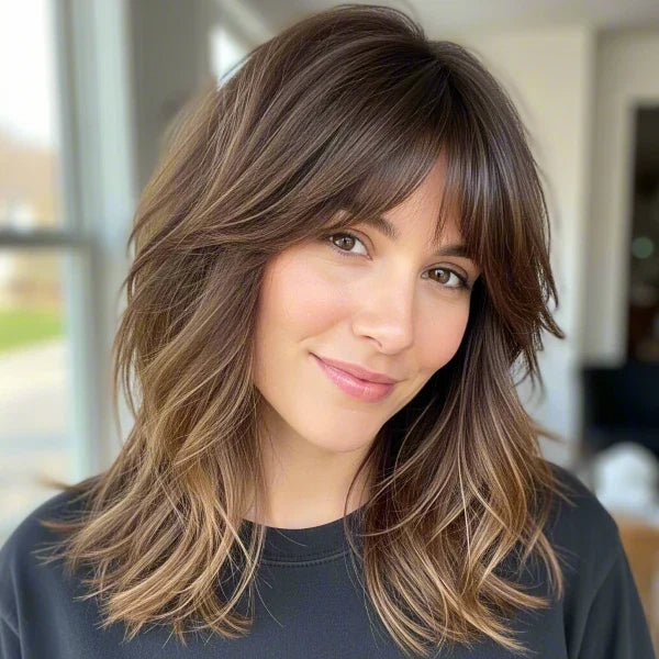Collarbone Shag With Balayage — Choppy Layers