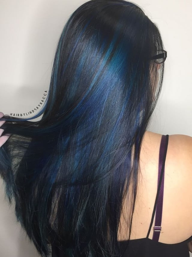 Black With Blue Highlights Visual Idea Black With Blue Highlights Visual Idea — Blue Highlights on Black Hair