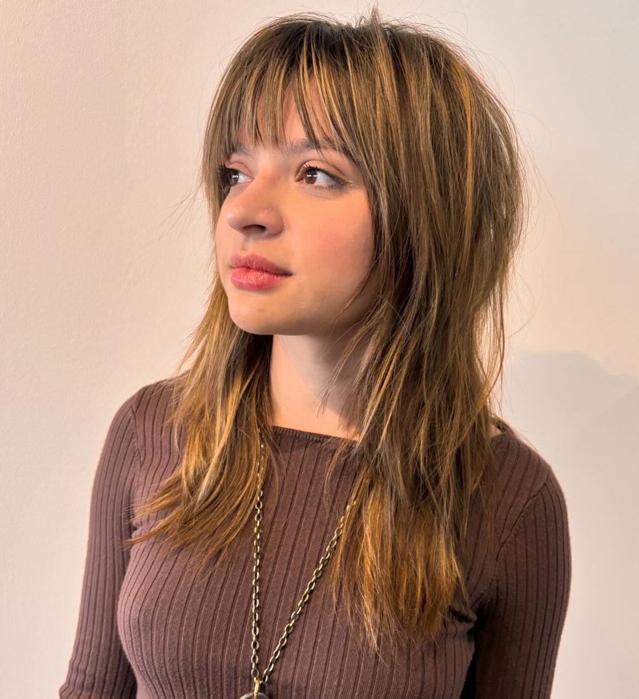 Collarbone Dark Blonde With Subtle Highlights — Long Wolf Cut