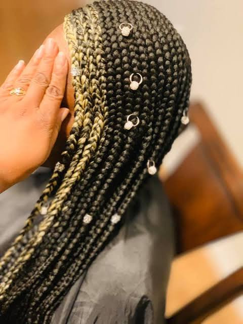 Box Braids With Metal Charm Beads — Lemonade Braids with Beads