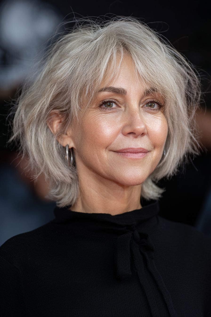 Angled Platinum Blonde Bob Angled Platinum Blonde Bob — Bob for Women Over 60