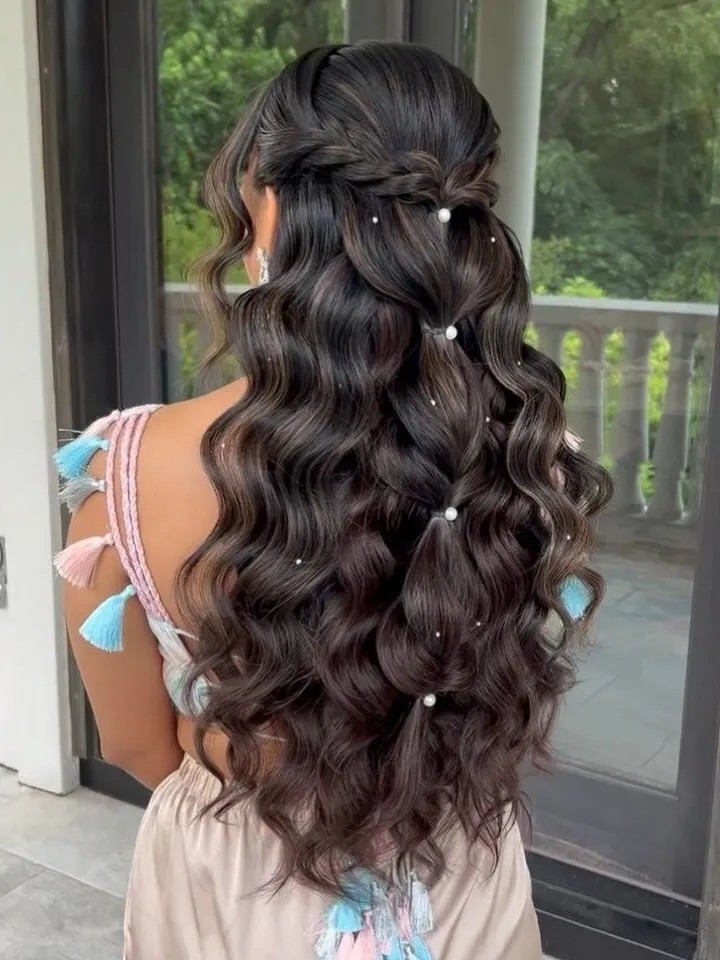 Long Layers Visual Idea Long Layers Visual Idea — Half Up Half Down with Braids
