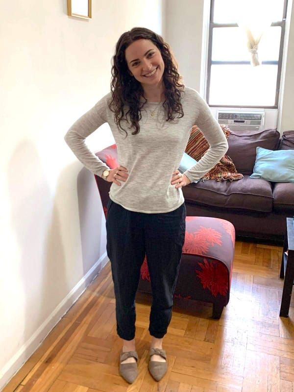 Grey Marl Top with Cuffed Trousers for a Smart Casual WFH Grey Marl Top with Cuffed Trousers for a Smart Casual WFH — Work From Home Outfits