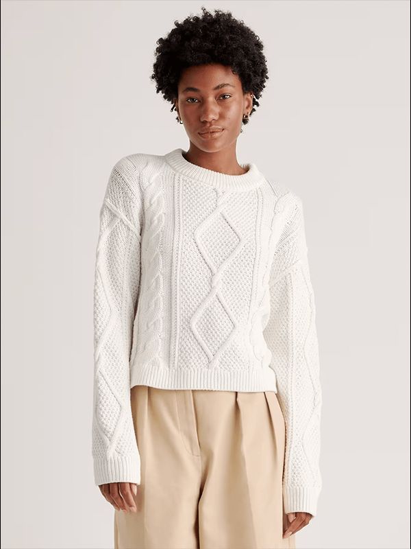 Cream Cable Knit Sweater with Beige Wide-Leg Trousers Cream Cable Knit Sweater with Beige Wide-Leg Trousers — Cape Cod Outfits