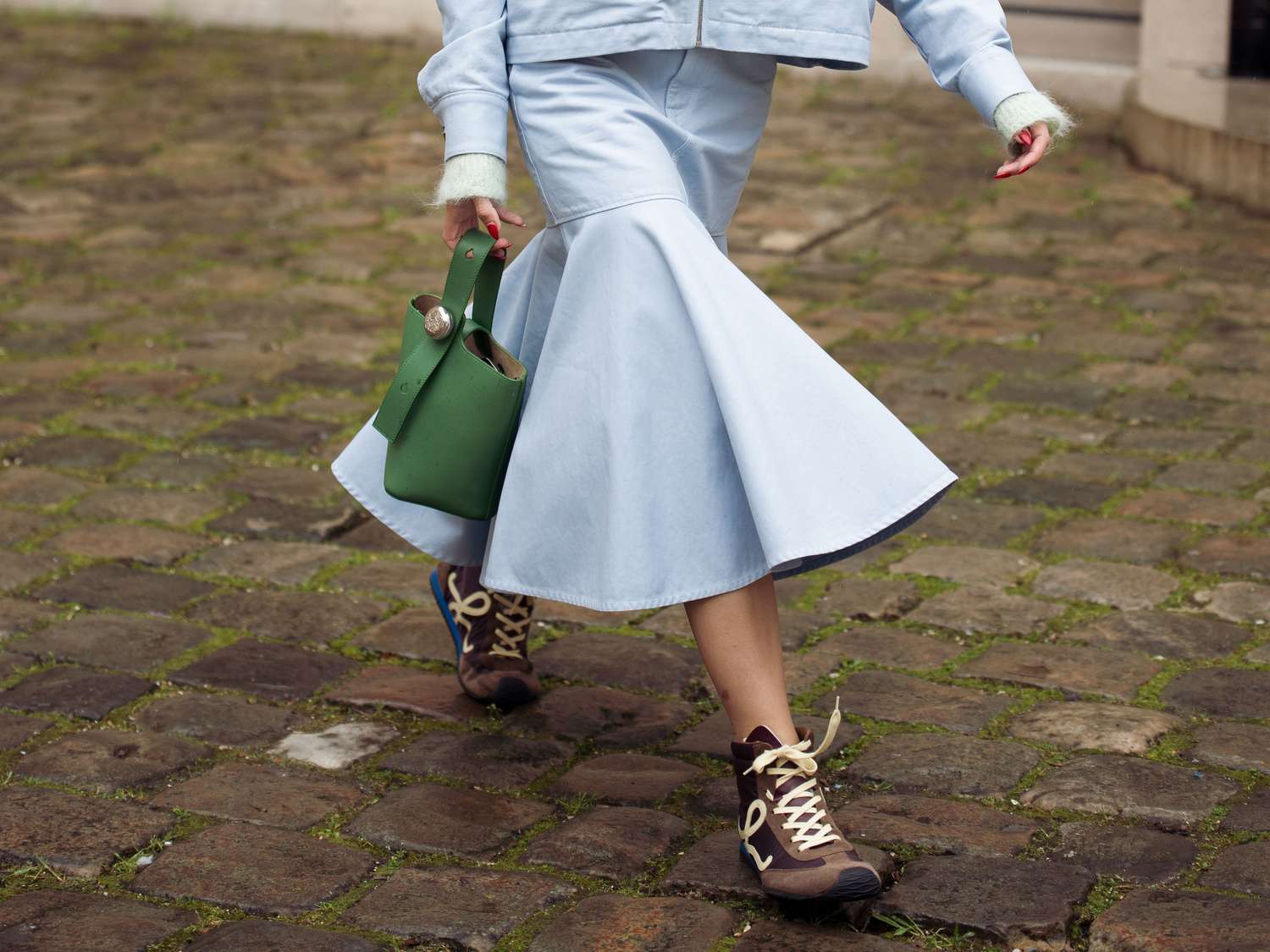 Denim-Inspired Set: Flared Skirt and Jacket — It Girl Outfits