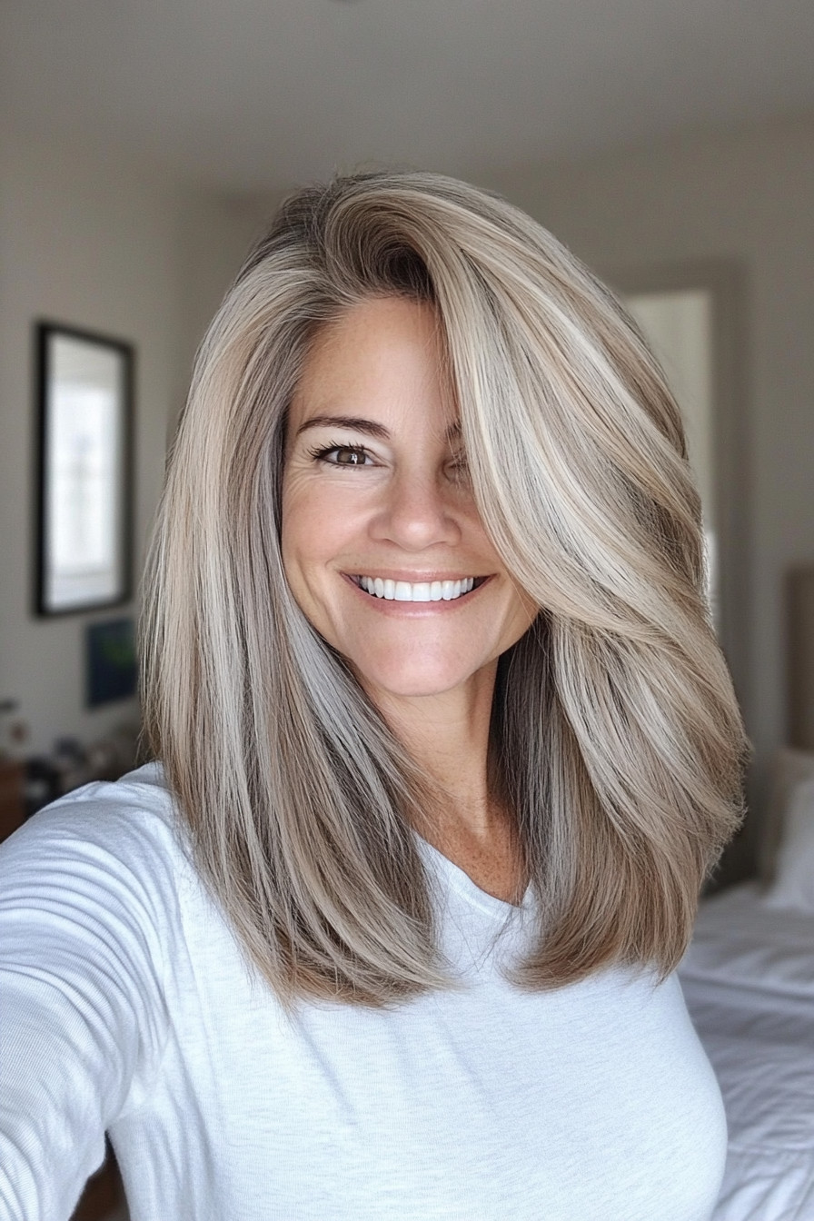Neutral Blonde Lob With Fine Highlights Neutral Blonde Lob With Fine Highlights — Blonde Hair Over 40