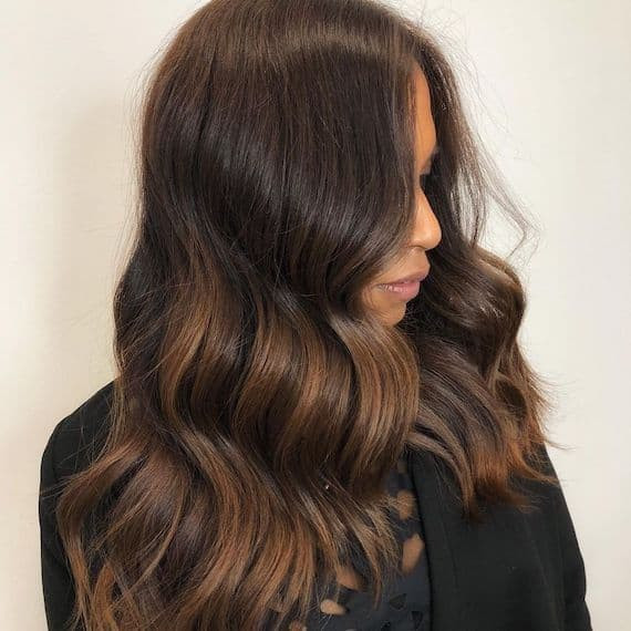 High Contrast Blonde Collarbone Waves — Highlights on Black Hair