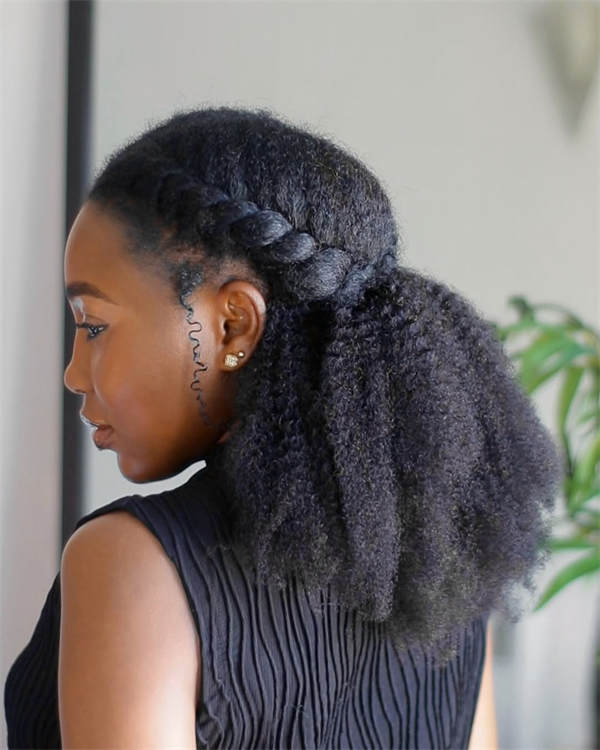 Braided Crown Ponytail — 4C Hairstyles