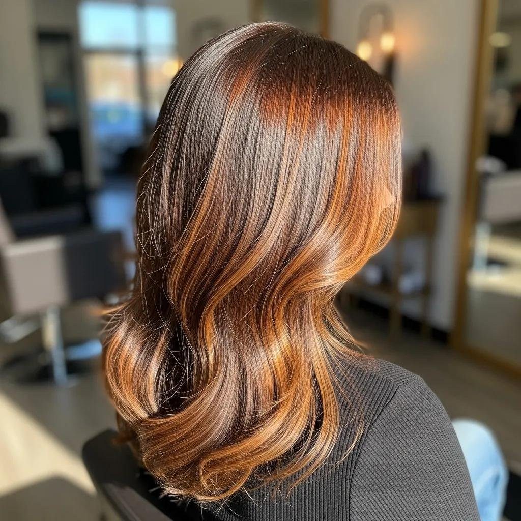 Mid-Back Wavy With Subtle Caramel — Brown Highlights