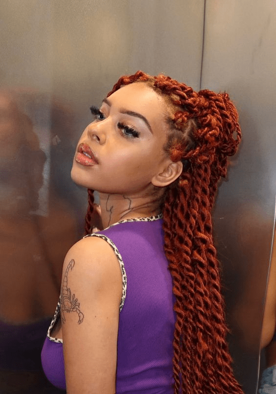 Fiery Orange-Red Twisted Braids With Loose Ends — Colorful Braids