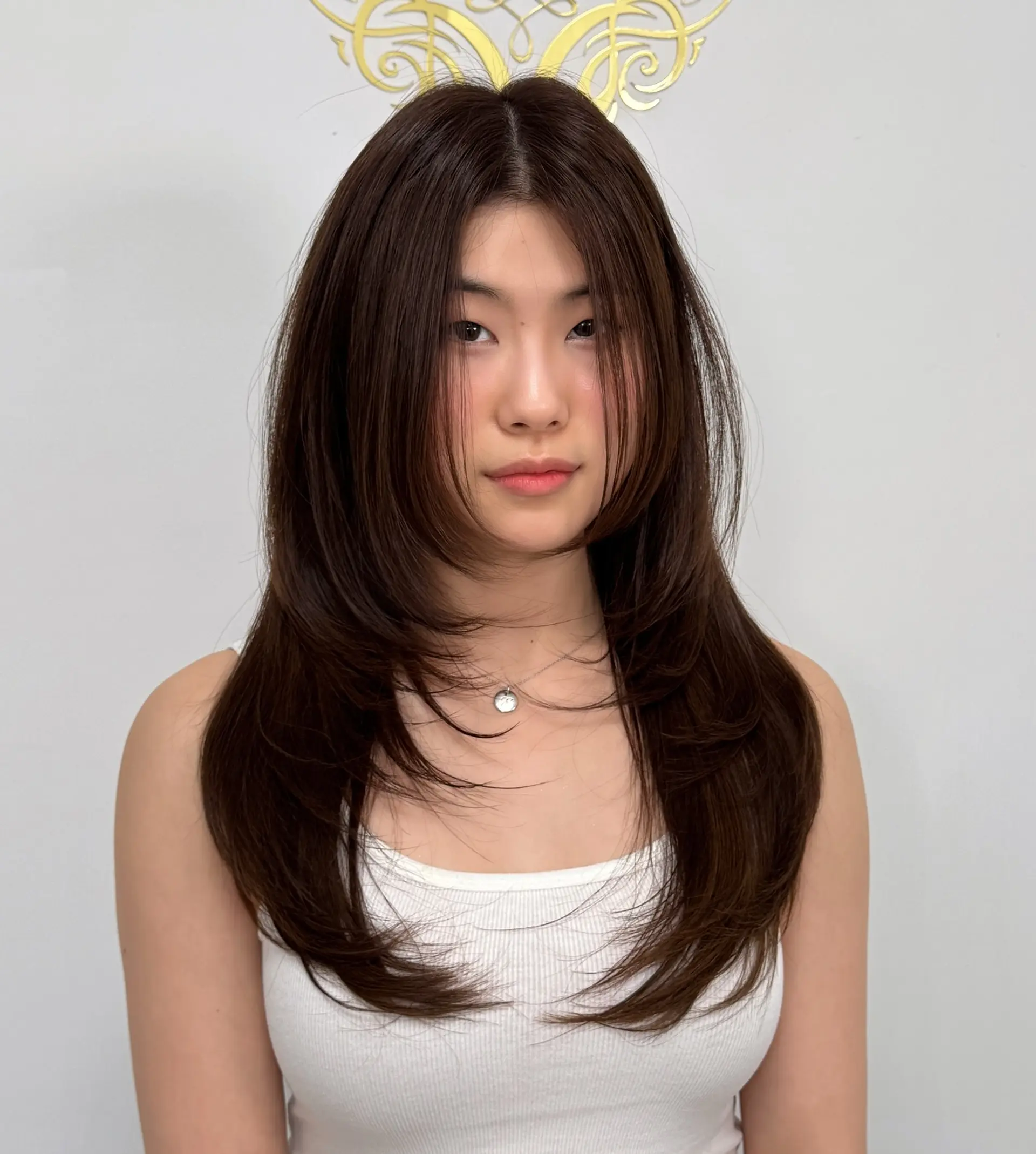 Dark Brown Butterfly With Face-Framing Bangs — Butterfly Haircut Medium Hair