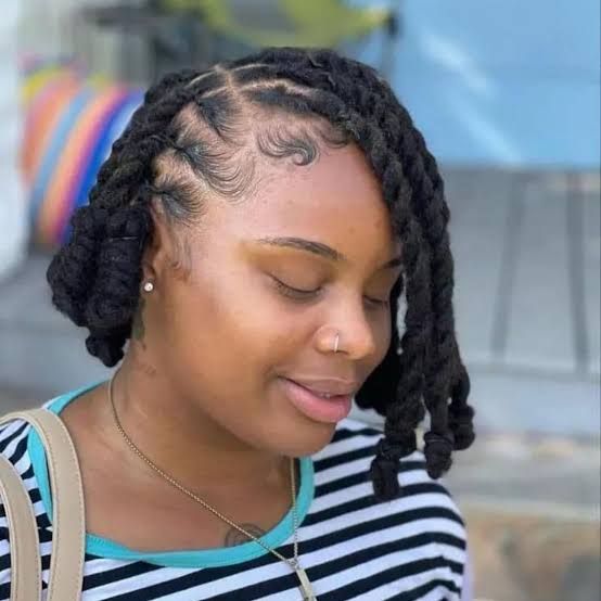 Defined Chin-Length Bob With Wavy Twists — Loc Bob
