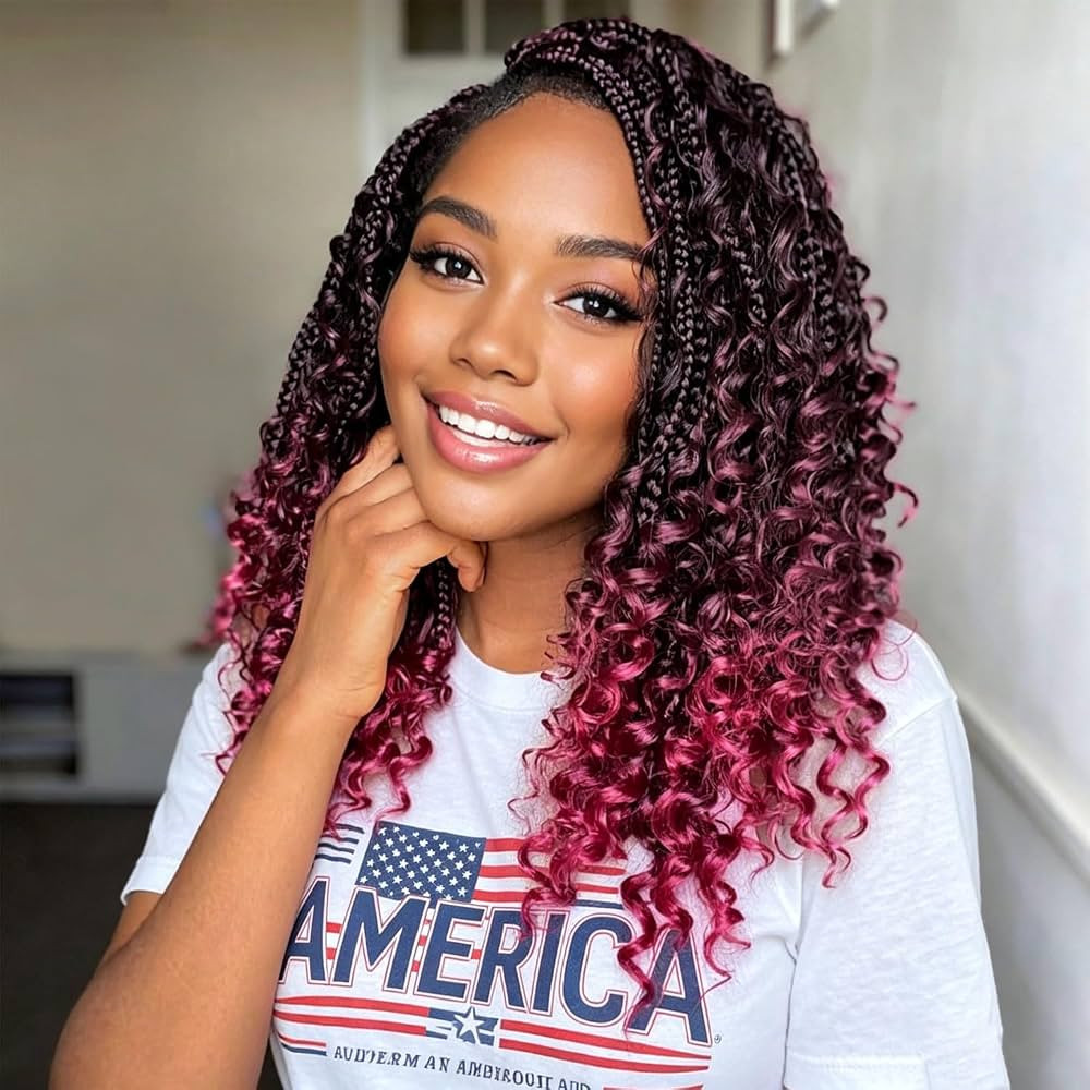 Shoulder Length Box Braids With Pink Ombre Shoulder Length Box Braids With Pink Ombre — Goddess Box Braids