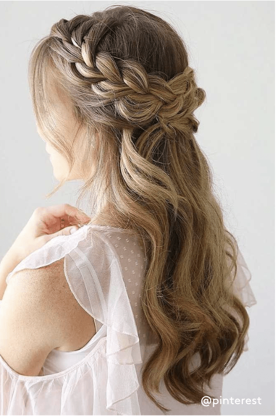 Honey Blonde Half-Up With Braided Crown Honey Blonde Half-Up With Braided Crown — Graduation Hairstyles